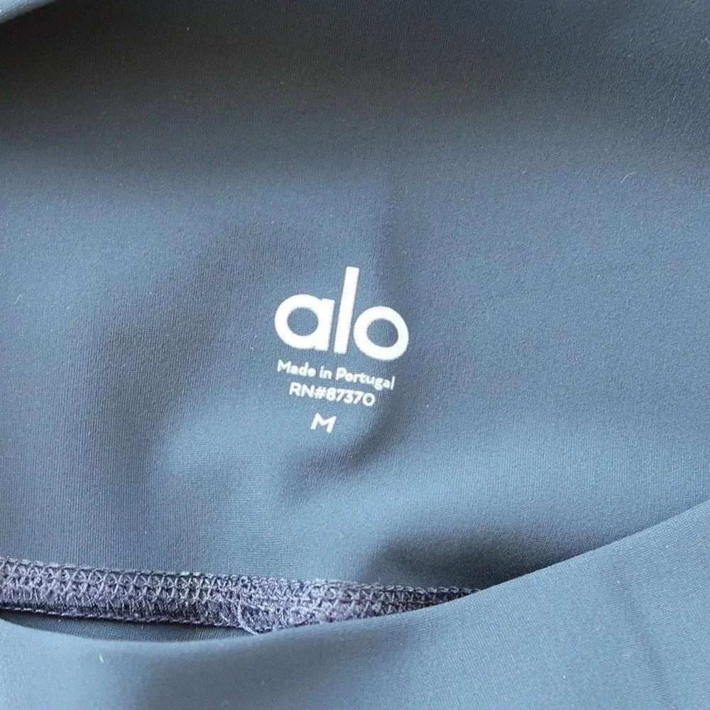 Alo Yoga‎ Womens Ripped Warrior Leggings M Gray High Rise Laser Cut Athleisure